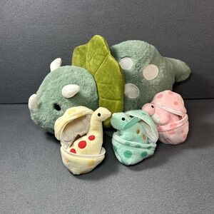 Mommy Dinosaur Plush with 3 Baby Dinosaurs Stuffed Animal 17.6" Set